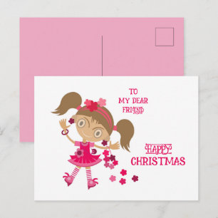 HAPPY CRISTMAS VACATION WISH FOR FRIEND HOLIDAY POSTCARD