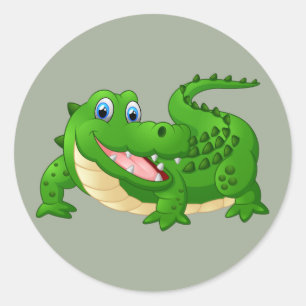 Happy Crocodile cartoon Classic Round Sticker