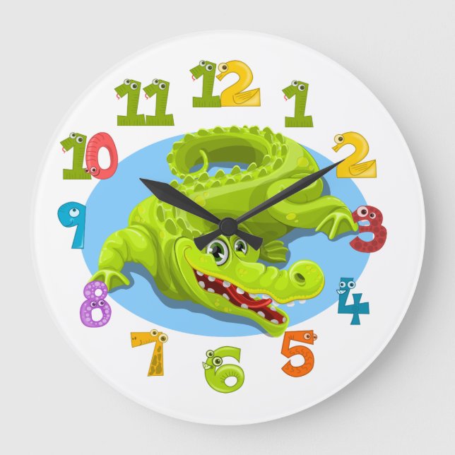 happy crocodile large clock (Front)