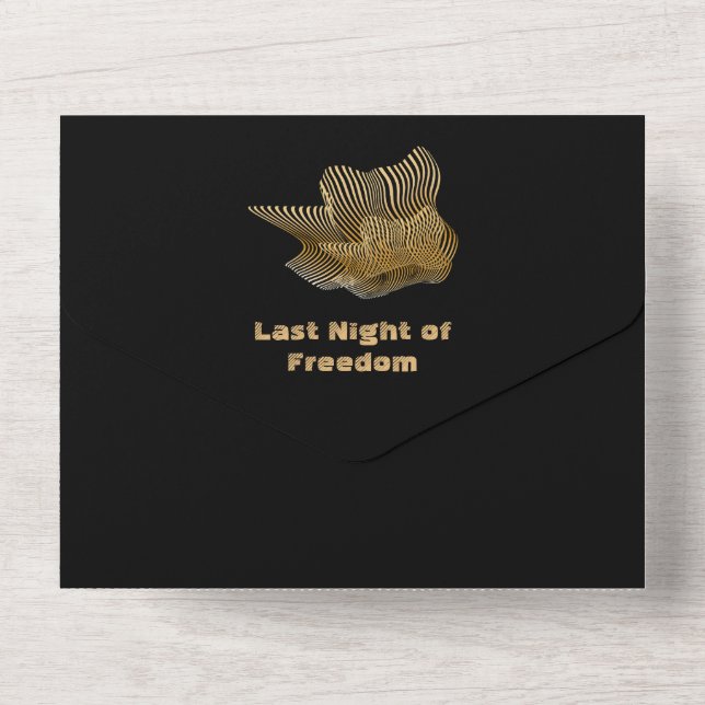 Happy Crown Black and Gold Bachelor Party All In One Invitation (Back)