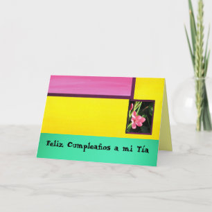 Happy Cumpleaños a mi Tía - Pink Flower Card