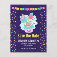 Happy Cupcake and Ice Cream Birthday Save the Date