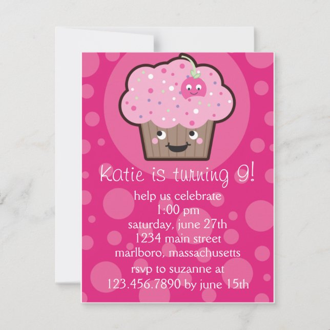 Happy Cupcake Birthday Party Invitation (Front)