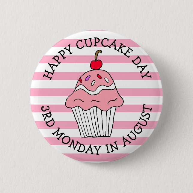 Happy Cupcake Day August Food Holiday 2 Inch Round Button (Front)