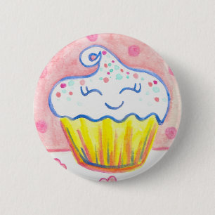 Happy Cupcake Valentine Button Pin