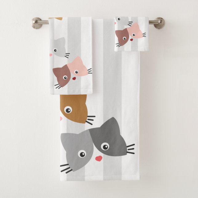 Happy Curious Kittens  Bath Towel Set (Insitu)