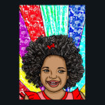 Happy Curls Pop Art Laughing Girl   Poster<br><div class="desc">Adorable little African-American girl laughing with bright and bold colors,  red,  purple,  yellow,  blue digital art.</div>