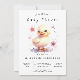 Happy Custom Duck Baby Shower Invitation