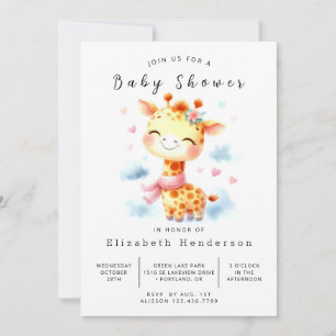 Happy Custom Giraffe Baby Shower Invitation