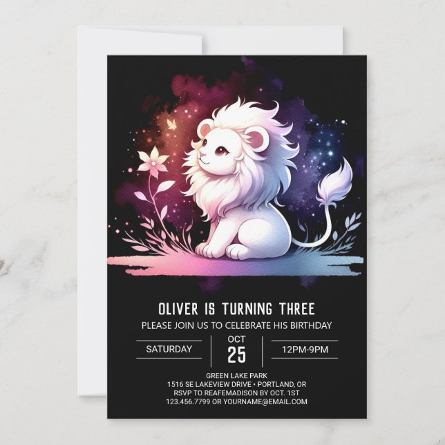 Happy Custom Lion Birthday Invitation (Front)