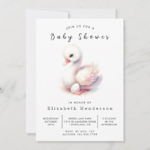 Happy Custom Swan Baby Shower Invitation