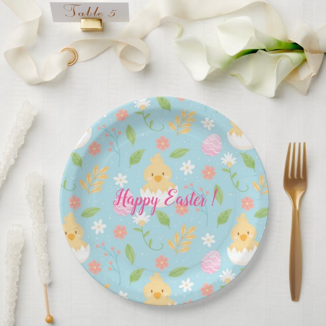 Happy Customize Easter Chicken Paper Plate (Wedding)