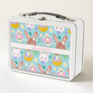 Happy Customize Easter Cute Rabbits Metal Lunch Box