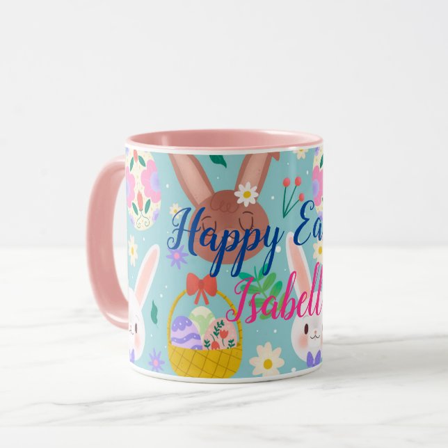 Happy Customize Easter Cute Rabbits Mug (Front Left)