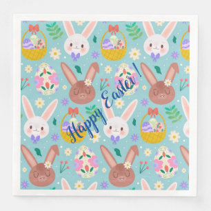Happy Customize Easter Cute Rabbits Napkin