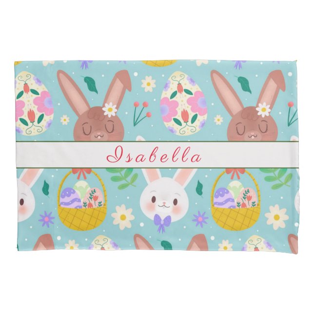 Happy Customize Easter Cute Rabbits Pillowcase (Front)