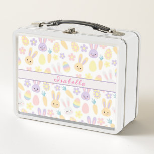 Happy Customize Easter Purple Rabbit Metal Lunch Box