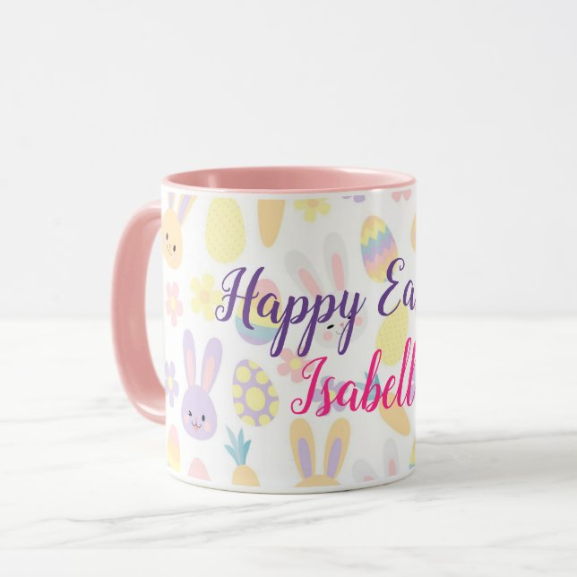 Happy Customize Easter Purple Rabbit Mug (Front Left)