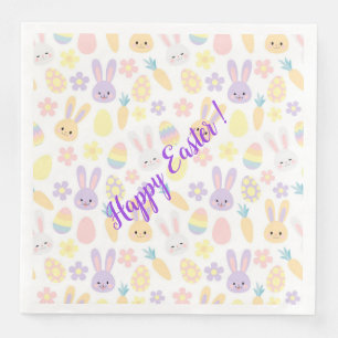 Happy Customize Easter Purple Rabbit Napkin