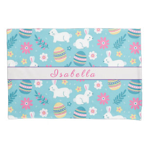 Happy Customize Easter Rabbit Floral Pillowcase