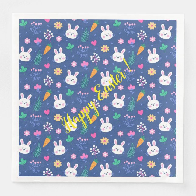 Happy Customize Easter White Love Rabbit Napkin (Front)