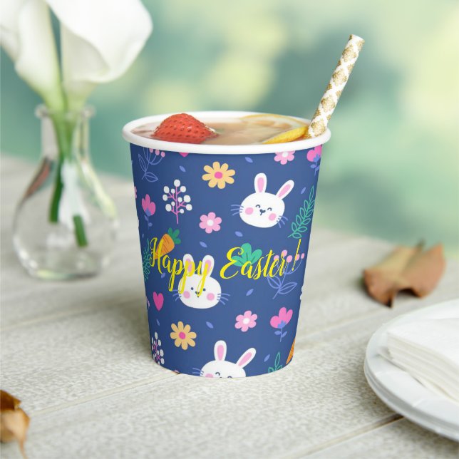 Happy Customize Easter White Love Rabbit Paper Cups (Insitu)