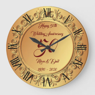 Happy Customize Gold 50th Anniversary Large Clock