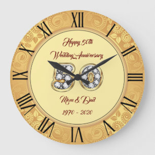 Happy Customize Gold 50th Anniversary Large Clock