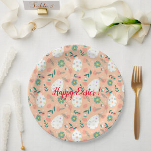 Happy Customize Orange Easter Egg Paper Plate