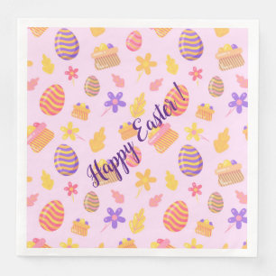Happy Customize Purple Easter Napkin