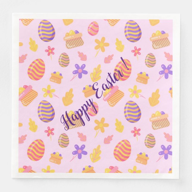 Happy Customize Purple Easter Napkin (Front)