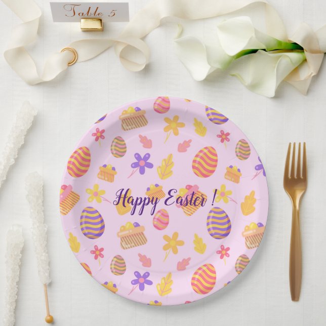 Happy Customize Purple Easter Paper Plate (Wedding)
