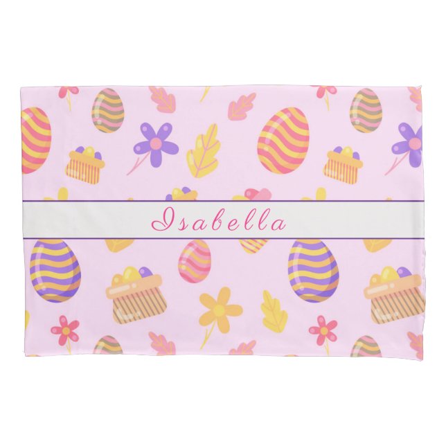 Happy Customize Purple Easter Pillow Case (Front)