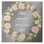 Happy Customize Silver Rose Anniversary Tile<br><div class="desc">Happy Customize Silver Rose Anniversary ceramic tile - Customized And Personalized Product - (Type BOKI412 in the site search (browser) to see the offer of all my creations. Thanks. ) - See my other products and collections, choose a gift for you and your dear ones. Thanks for buying in my...</div>
