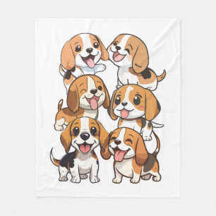 happy cute beagle dogs fleece blanket