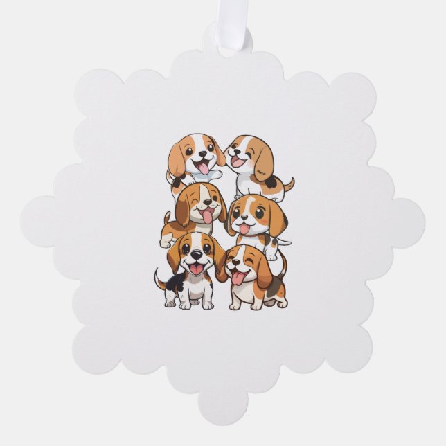 happy cute beagle dogs ornament card (Front)