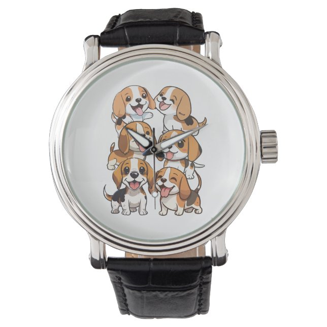 happy cute beagle dogs watch (Front)