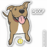 Happy Cute Big Brown Cartoon Dog with Ball Woof