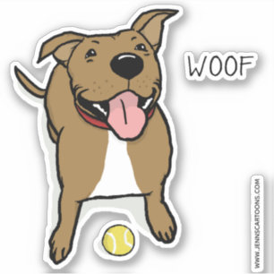Happy Cute Big Brown Cartoon Dog with Ball Woof