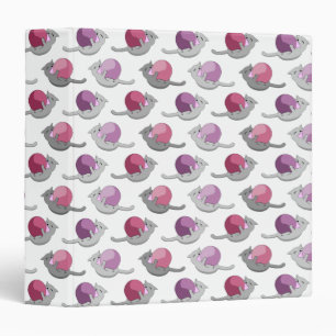 Happy Cute Cats Playing with Balls Pattern Binder