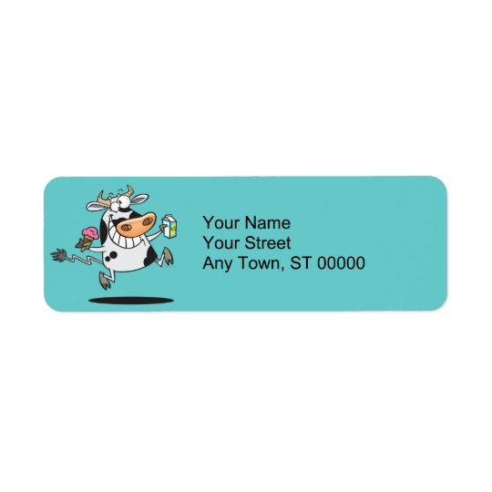 happy cute dairy cow cartoon ice cream milk return address label
