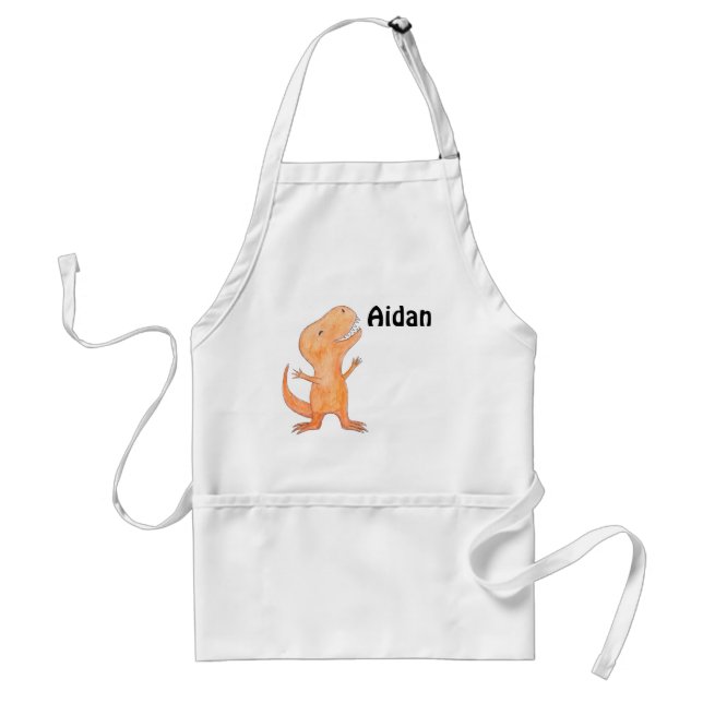 Happy Cute Dinosaur T-Rex Personalized with name Standard Apron (Front)