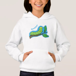 Happy cute green caterpillar cartoon illustration