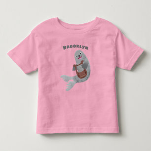 Happy cute harp seal cartoon illustration toddler t-shirt