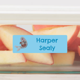 Happy cute harp seal cartoon personalized