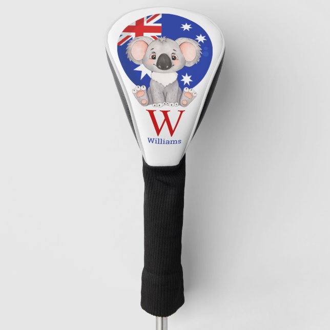 Happy Cute KOALA Personalized  Golf Head Cover (Front)