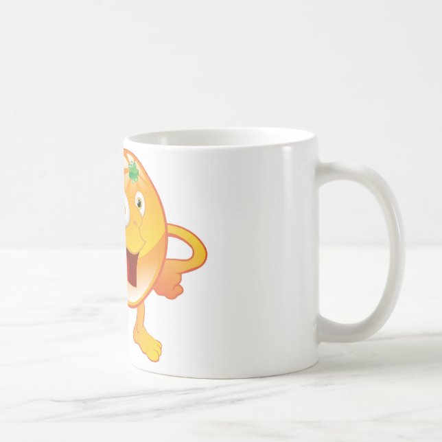 Happy cute orange fruit character coffee mug (Right)