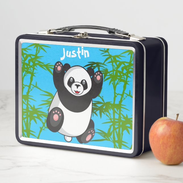 Happy Cute Panda Monogrammed Lunch Box (In Situ)