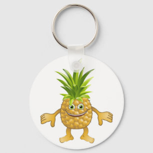 Happy cute pineapple fruit character keychain