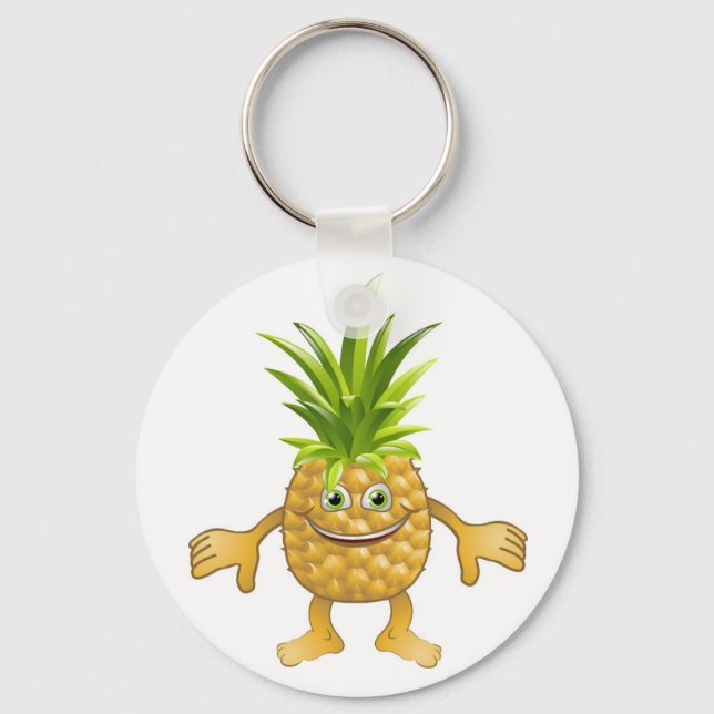 Happy cute pineapple fruit character keychain (Front)
